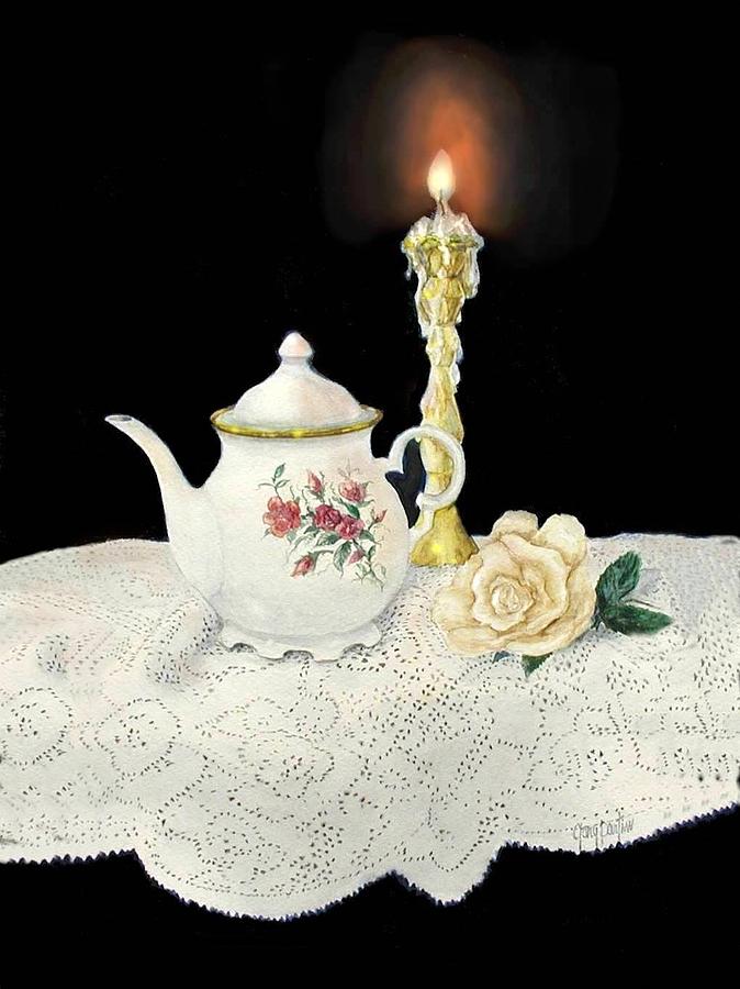 Tea Pot and Rose Painting by Gary Partin