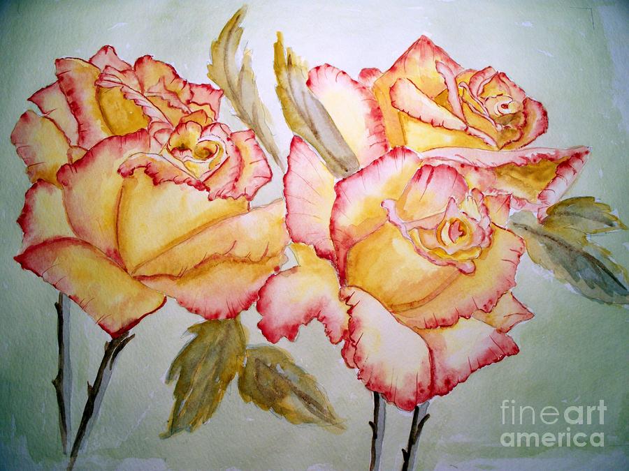 Tea Roses Painting by Carol Grimes