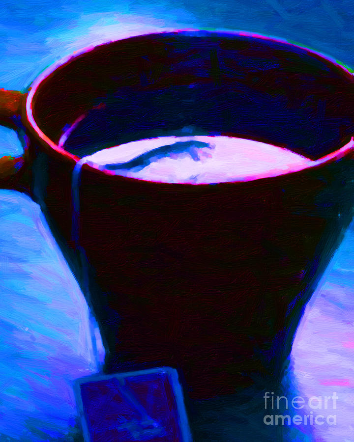 Coffee Photograph - Tea Time Quiet Time - Blue by Wingsdomain Art and Photography