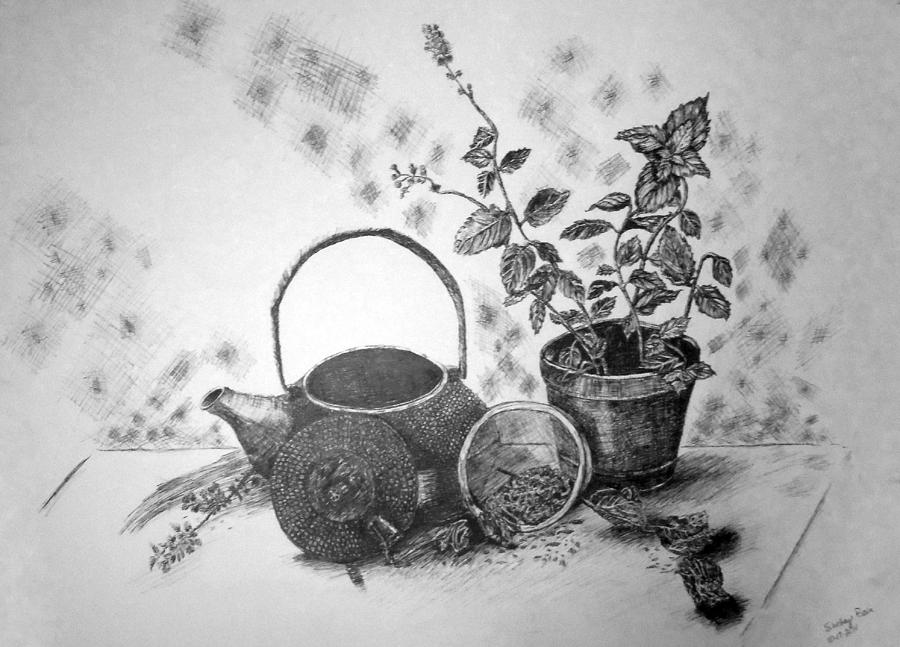 Tea Drawing - Tea Time by Shelley Bain
