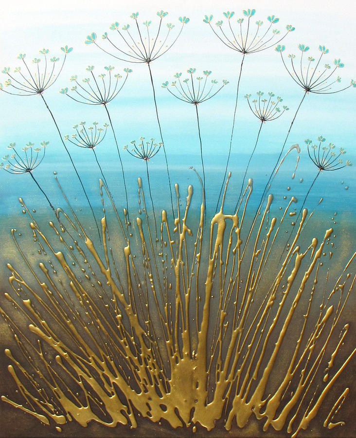 Teal Alliums Painting by Amanda Dagg