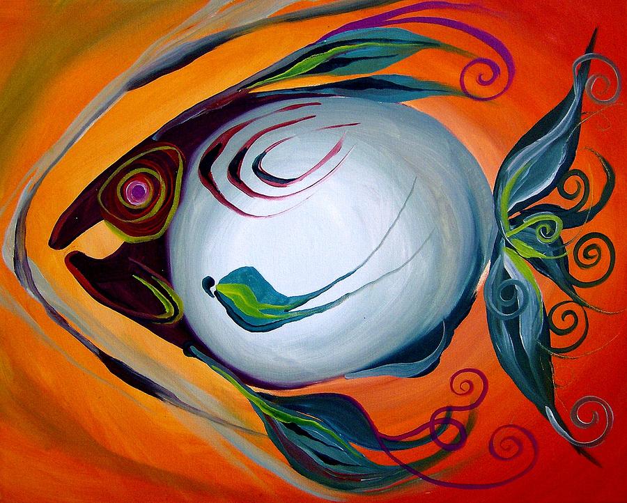 Teal Fish with Orange Painting by J Vincent Scarpace