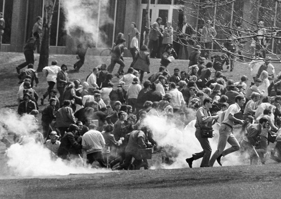 Tear Gas Disperses Crowd On Kent State Photograph by Everett - Fine Art ...