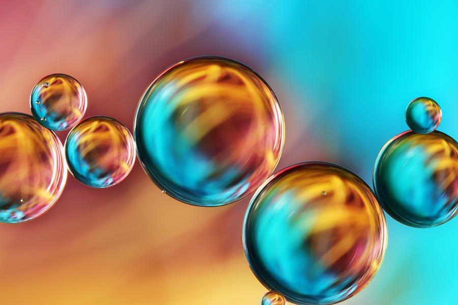 Abstract Photograph - Techno-coloured Bubble Abstract by Sharon Johnstone