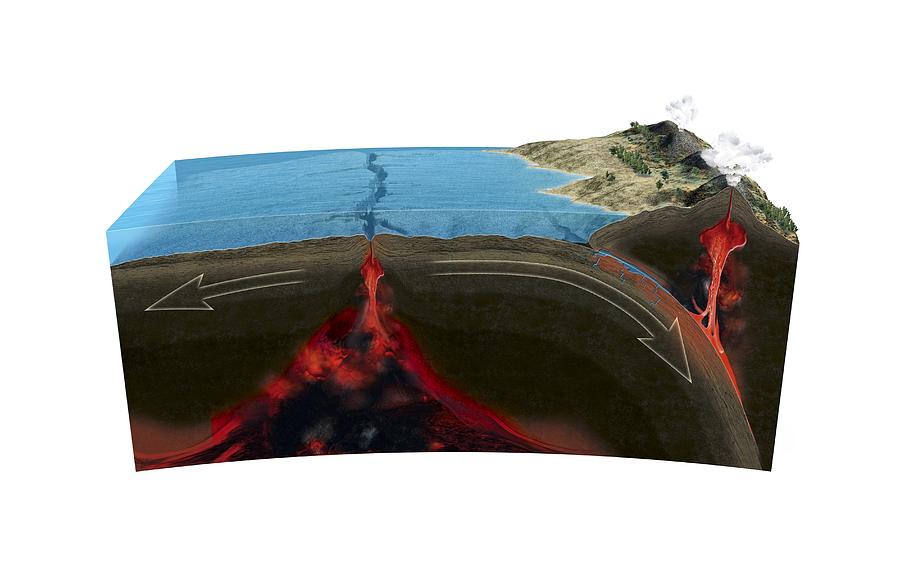 Tectonic Plate Boundaries, Artwork by Claus Lunau