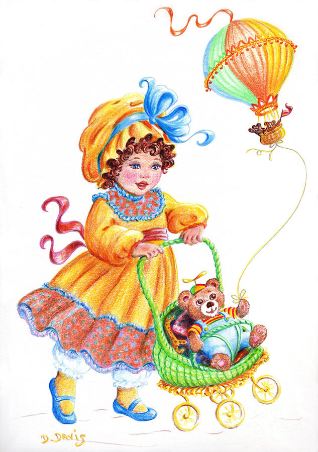 Hat Drawing - Teddy Bears and Me in the Childrens Parade by Dee Davis