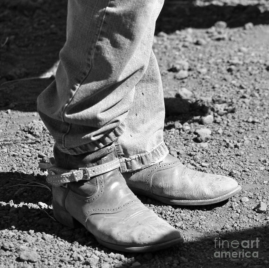 Teen Cowboy boots in black and white Photograph by Pamela Walrath