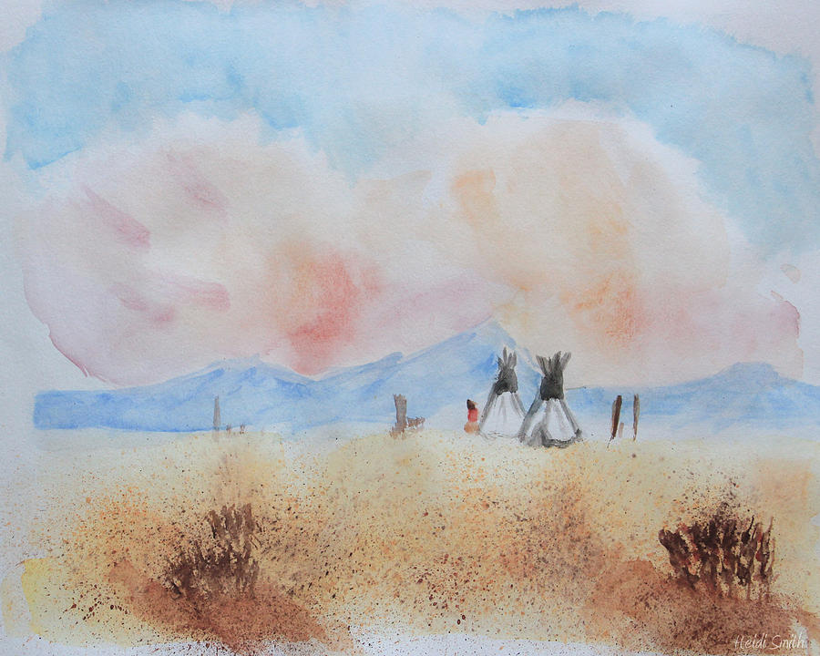 Teepees - Watercolor Painting by Heidi Smith