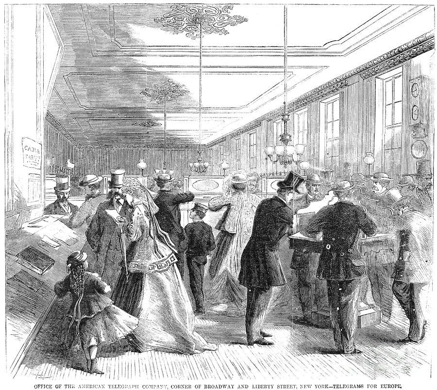 Telegraph Office, 1866 Photograph by Granger