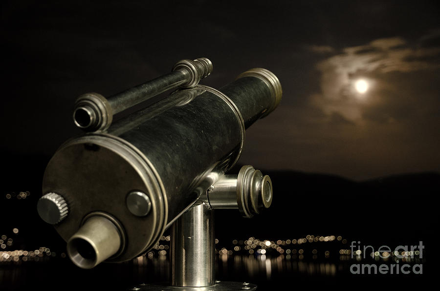 City Photograph - Telescope and red moon by Mats Silvan