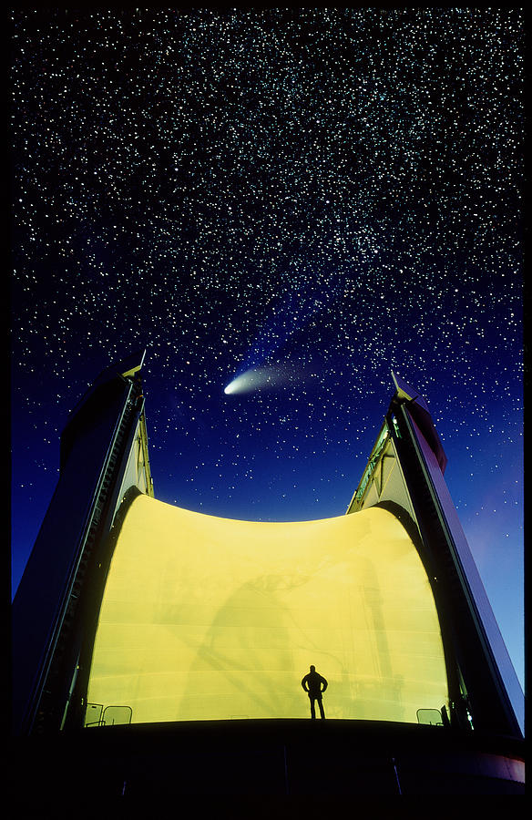 Telescope & Comet Hale-bopp Photograph by David Nunuk