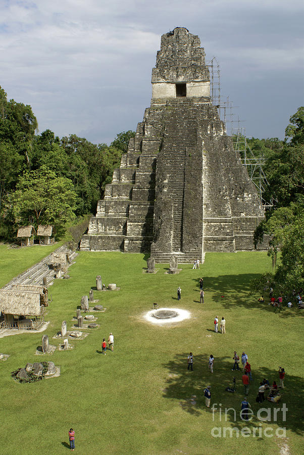 Temple and Great Plaza Tikal Guatemala Photograph by John  Mitchell
