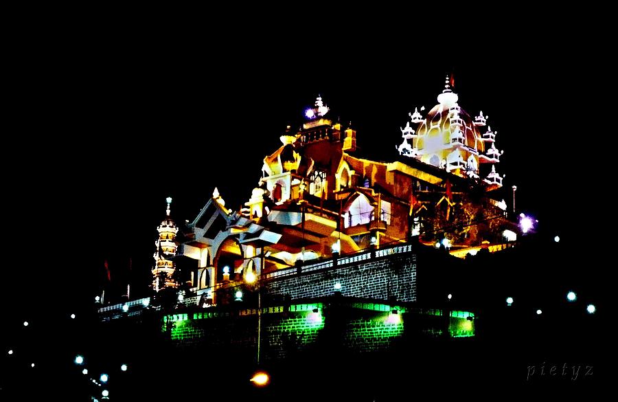 Abstract Photograph - Temple at Night by Piety Dsilva