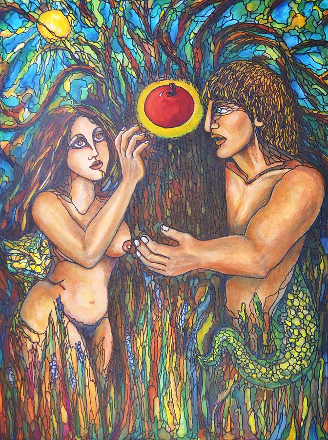 Temptation of Adam and Eve  Painting by Rae Chichilnitsky