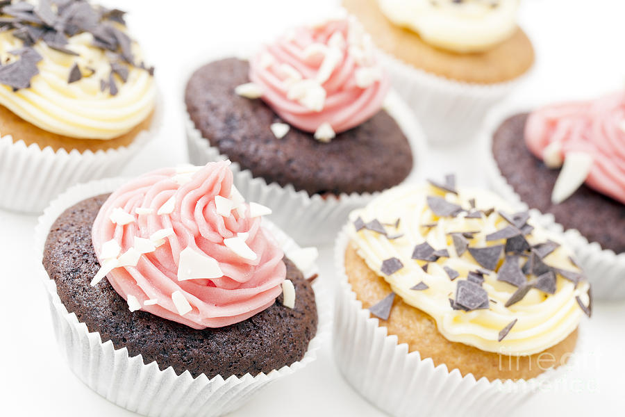 Chocolate Still Life Photograph - Tempting Cupcakes by Charlotte Lake