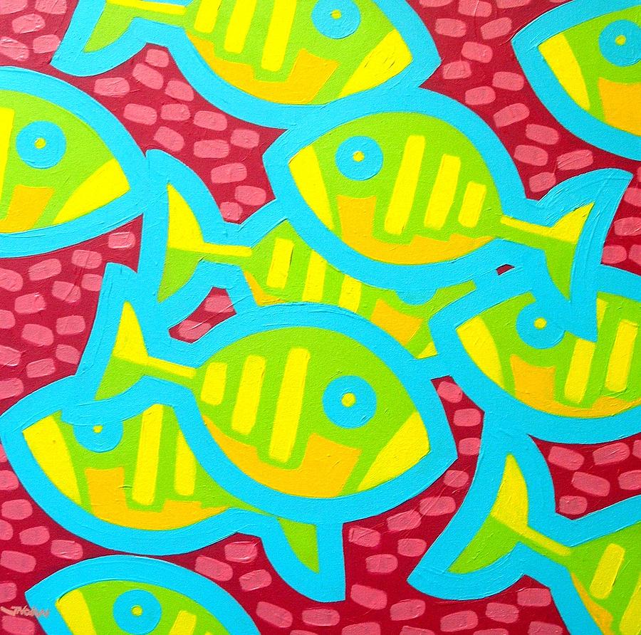 Fish. Psychedelic Painting - Ten Fish Aswim by John  Nolan