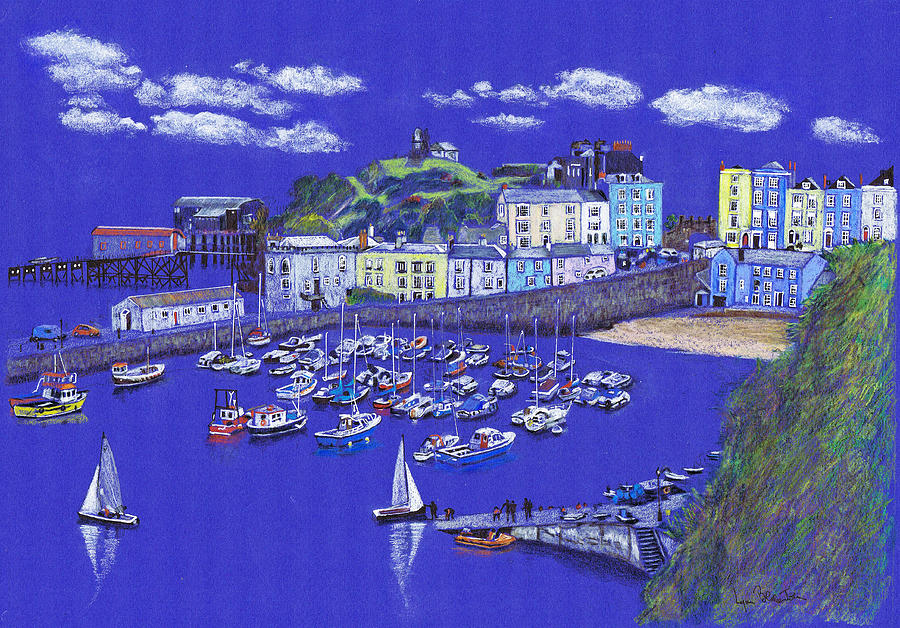 Tenby Harbour Drawing by Lynn Blake-John