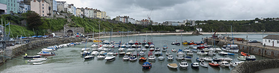 Tenby Harbour Panorama Photograph by Steve Purnell