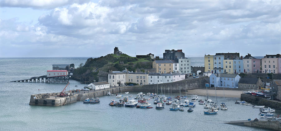 Tenby Harbour Pembrokeshire Panorama Photograph by Steve Purnell