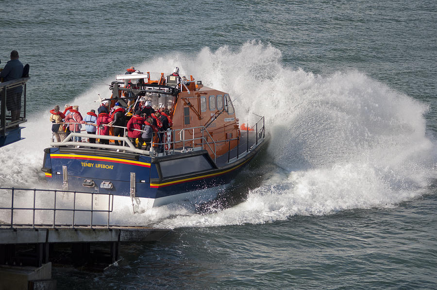 Tenby Lifeboat Launch Photograph by Steve Purnell