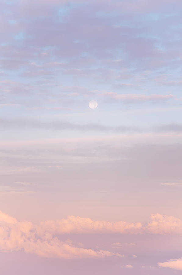 Sky Photograph - Tender Welcoming Sky over Spain. Full Moon by Jenny Rainbow