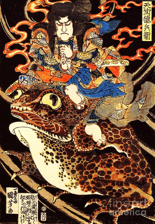Tenjiku Tokubi Riding Giant Toad Painting by Thea Recuerdo