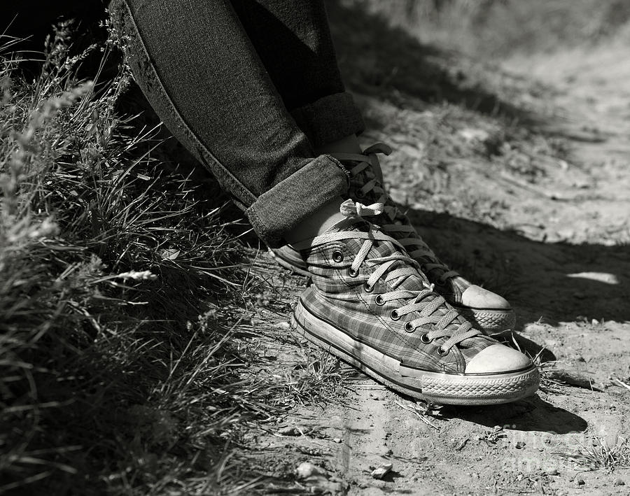 Black And White Photograph - Tennis shoes by Gabriela Insuratelu