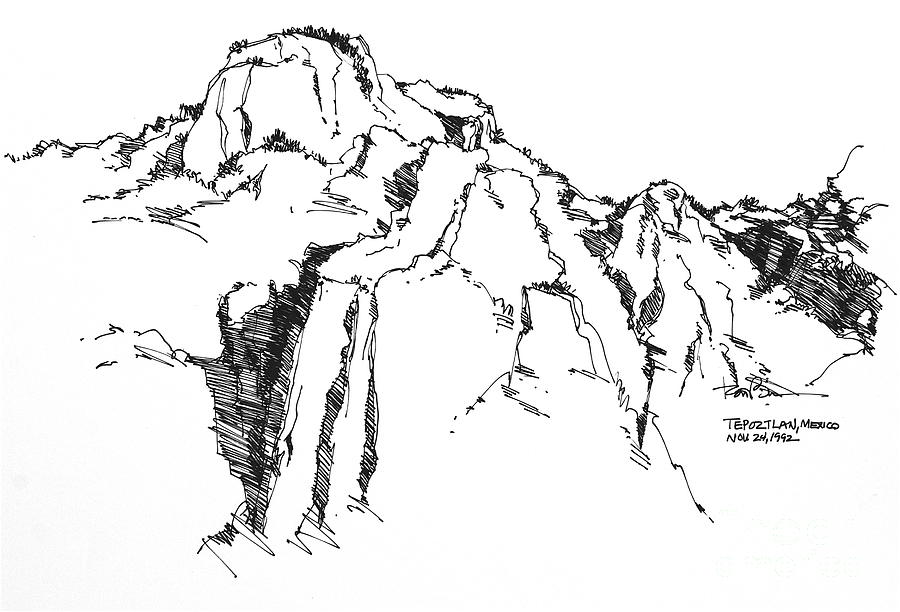 Tepoztlan Mexico Mountains Drawing by Robert Birkenes