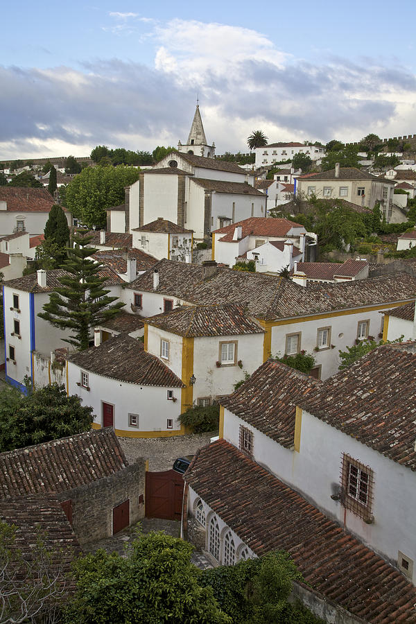 Terracotta Rooftops of the Medieval Village of Obidos Photograph by David Letts