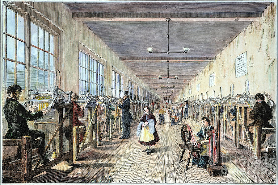 textile mills in victorian times clipart