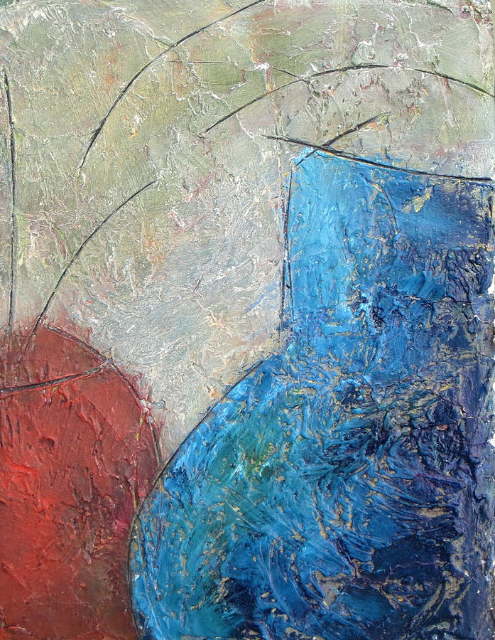 Blue Painting - Textured Canvas Urns by Patricia Cleasby