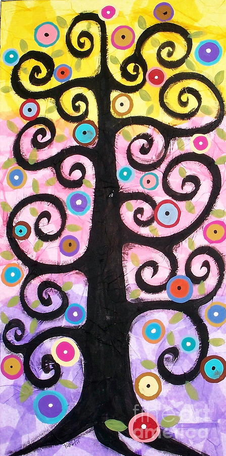 Swirl Tree Painting - Textured Tree by Karla Gerard