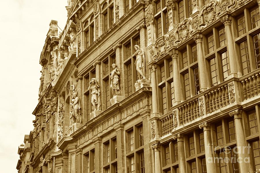 Textures of Brussels - Sepia Photograph by Carol Groenen