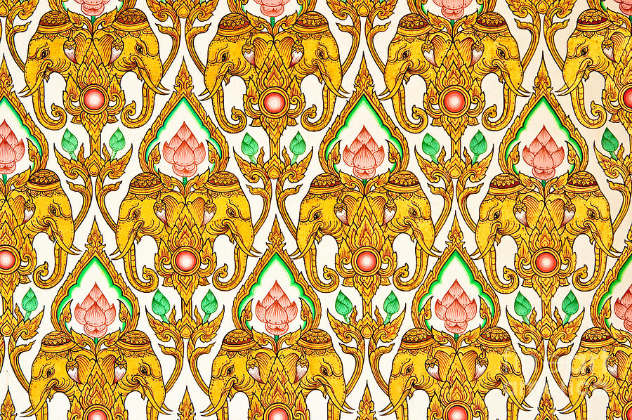 Thai Pattern Design Painting by Phalakon Jaisangat