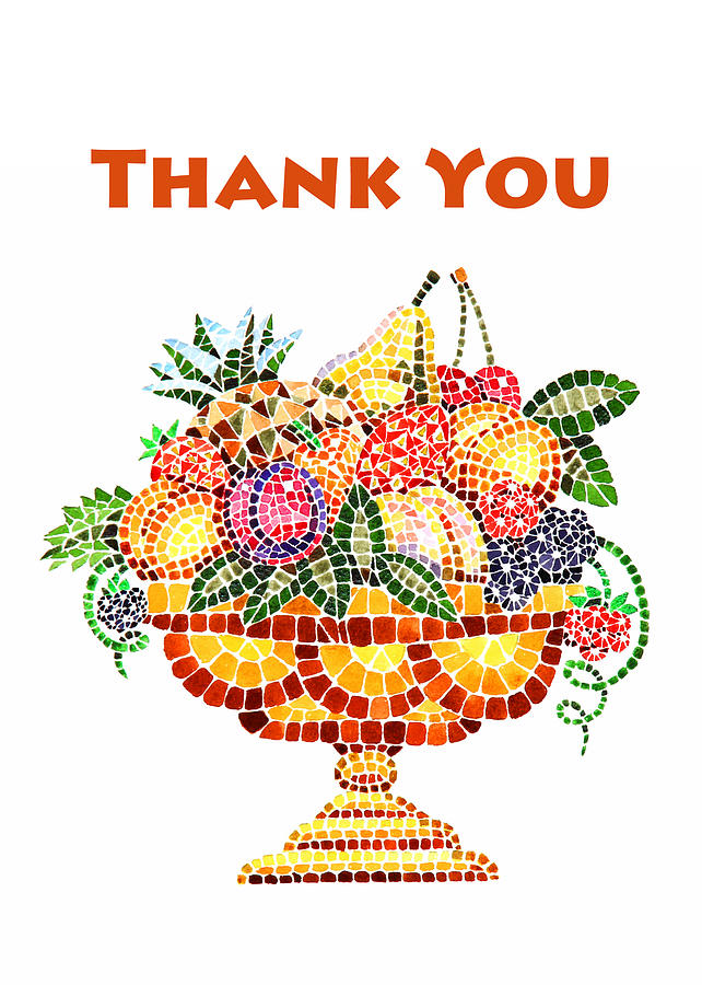 Thank You Card Fruit Vase Painting by Irina Sztukowski