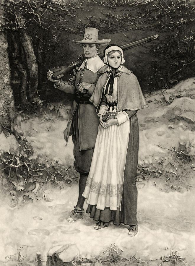 Thanksgiving, Print Showing A Puritan Photograph by Everett - Pixels