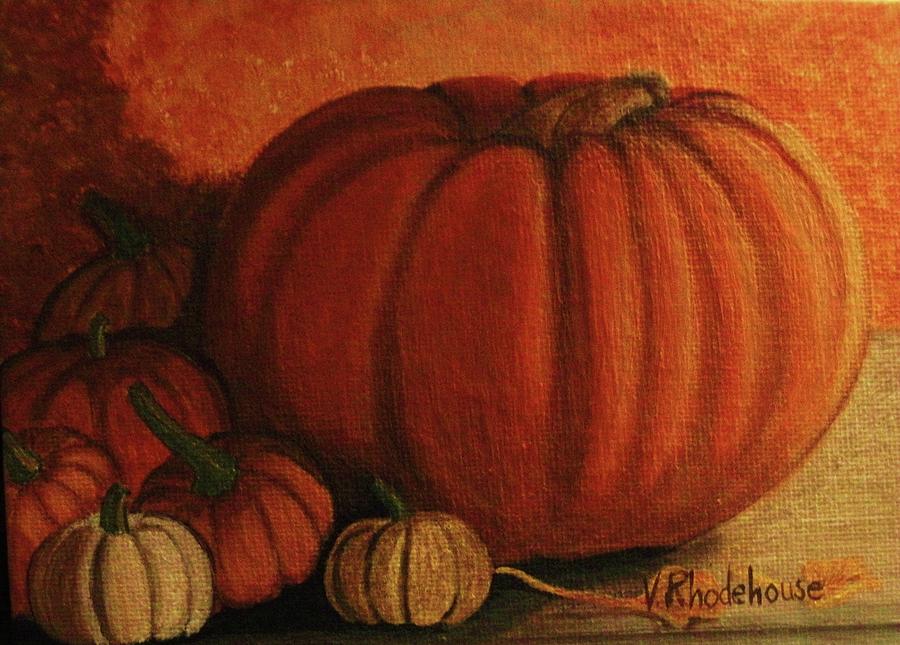 Thanksgiving Pumpkins Painting by Victoria Rhodehouse