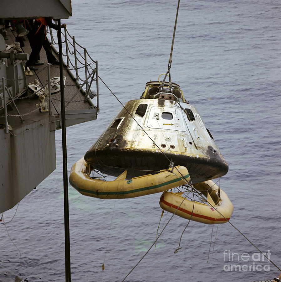 Space Photograph - The Apollo 9 Command Module Is Hoisted by Stocktrek Images