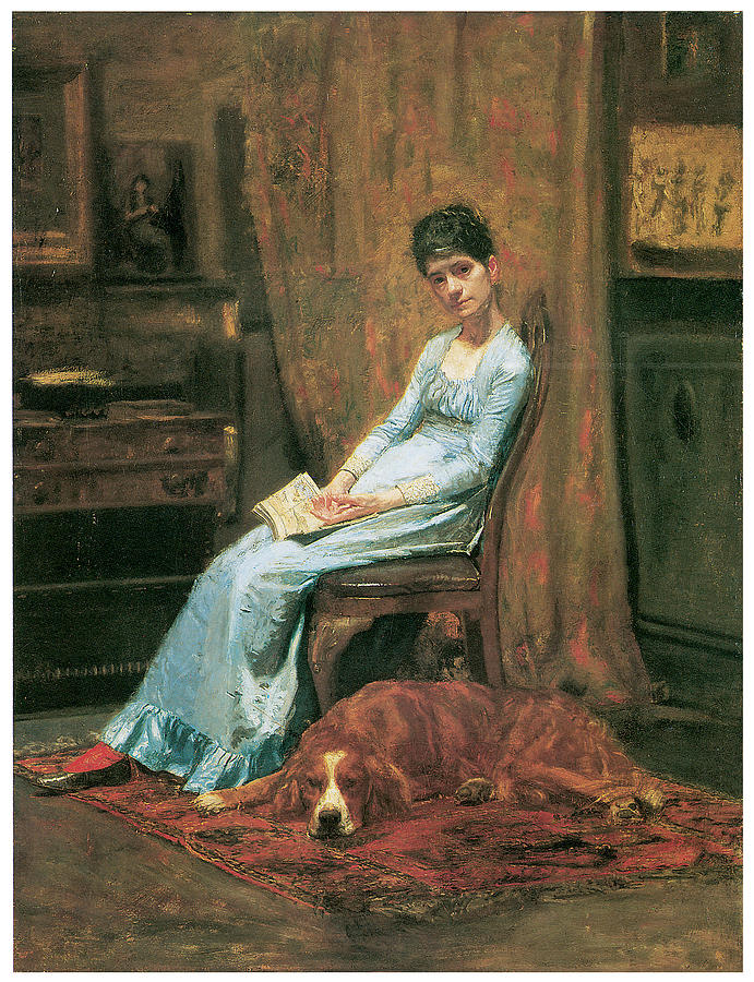 Dog Painting - The Artists Wife and his Setter Dog by Thomas Eakins