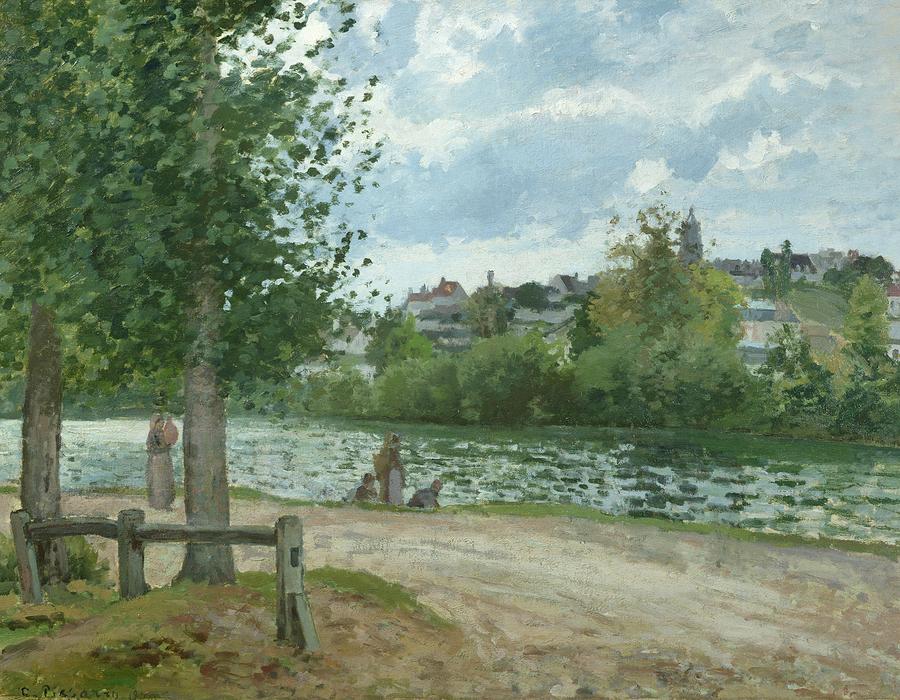 The Banks of the Oise at Pontoise Painting by Camille Pissarro