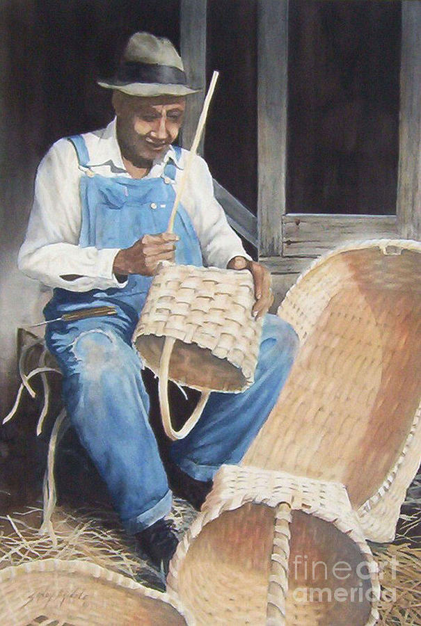 The Basket Maker ...SOLD  Painting by Sandy Brindle