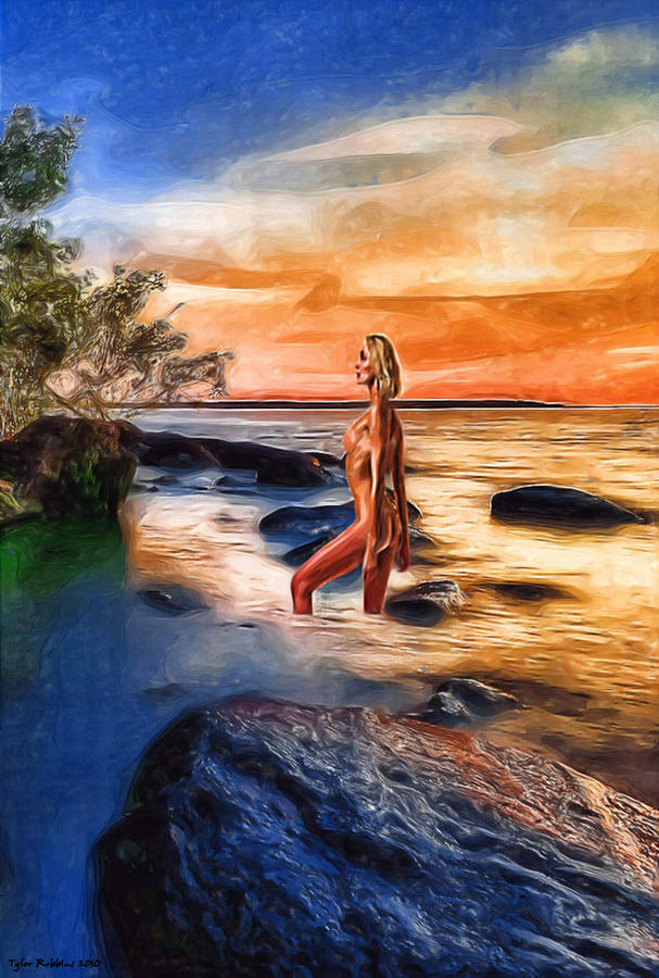 The Bather by the Rocks Mixed Media by Tyler Robbins