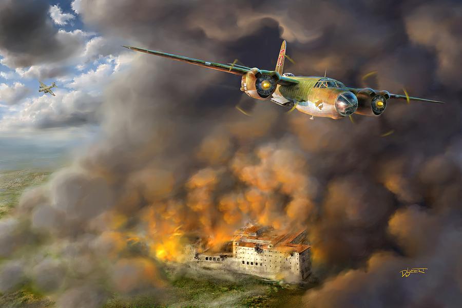 Battle Digital Art - The Battle of Monte Cassino by Dave Luebbert