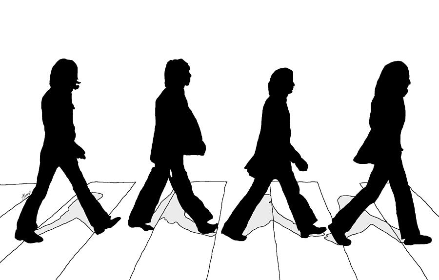 The Beatles Abbey Road Silhouette Drawing by Anthony Timmons