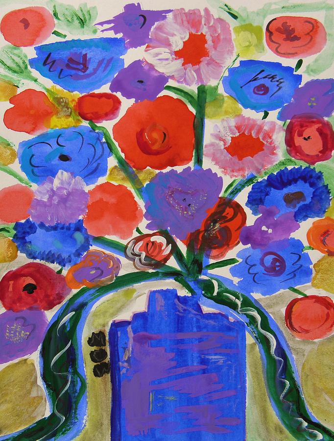 Red Flowers Painting - The Beauty of Blues by Mary Carol Williams