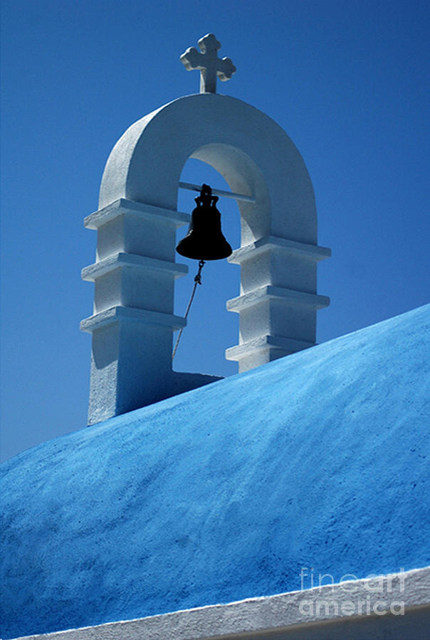 Mykonos Photograph - The Bell Tower in Mykonos by Vivian Christopher