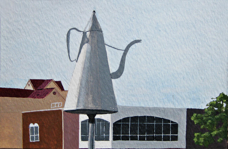 Winston-salem Painting - The big coffee pot in old salem of NC by Jason Zhang