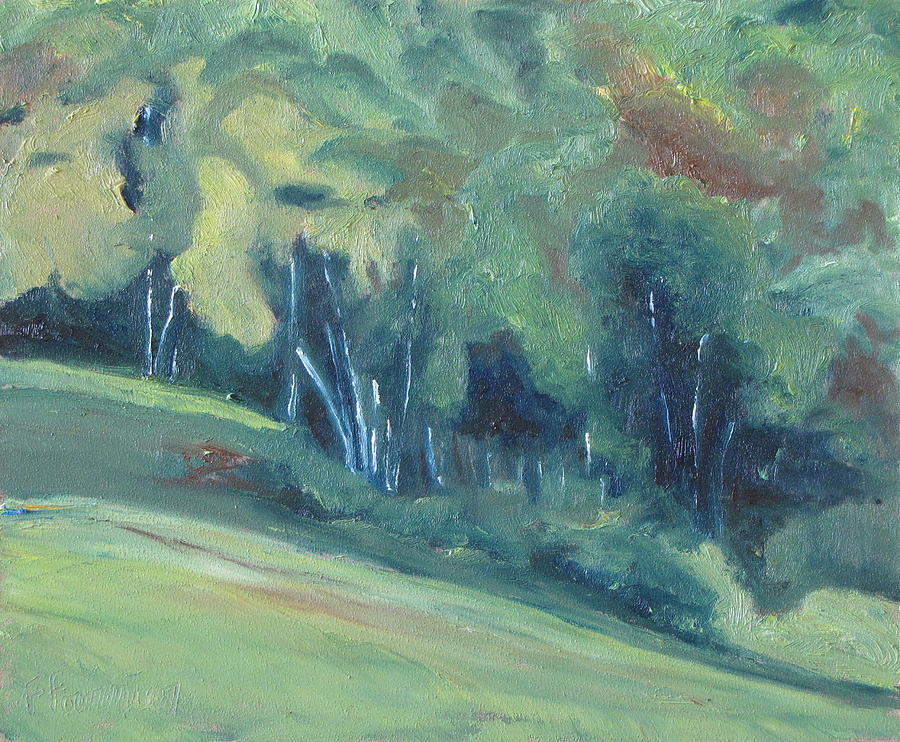 Impressionism Painting - The Birch Trees on The Hill by Francois Fournier
