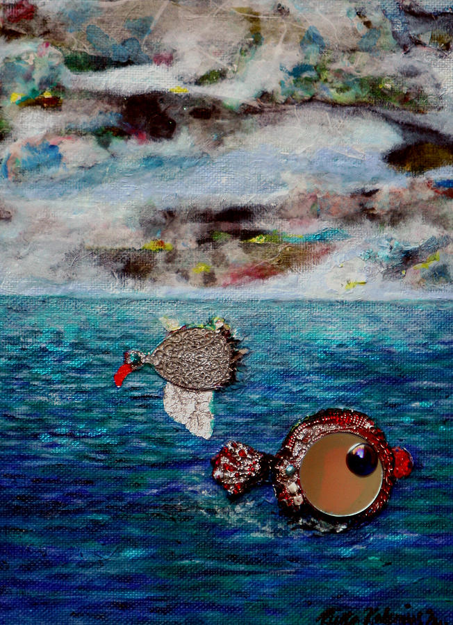 The bird and the fish Painting by Riitta Kalenius | Fine Art America