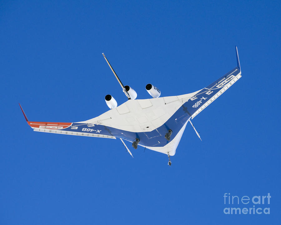 Airplane Photograph - The Blended Wing Body X-48b Soars by Stocktrek Images